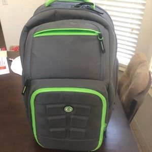 Gray and green 6 pack backpack